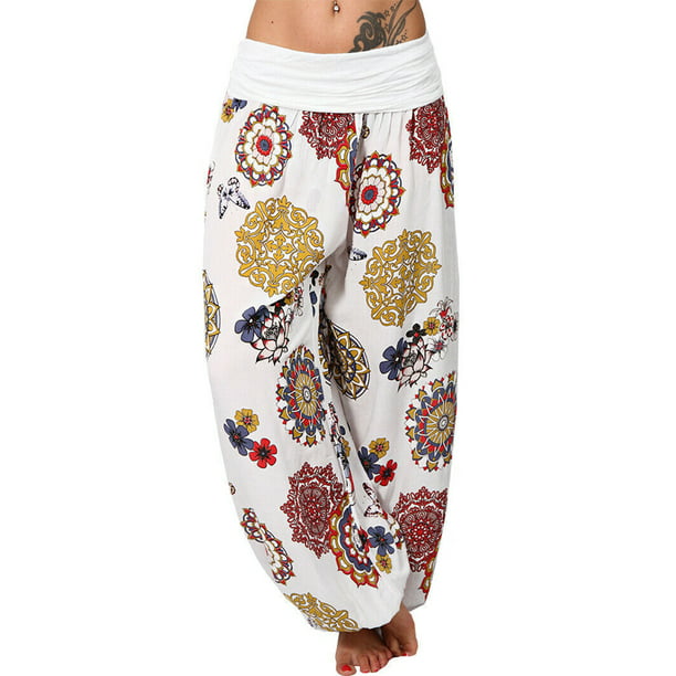 Women Bohemia Hippie Yoga Pants Summer Loose Harem Trouser Casual Wide Plus Size 